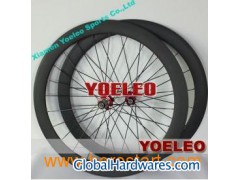 700C Carbon Wheels Tubular 50MM Black Spokes Red Hubs 3K Mat图1
