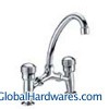 double handle bridge-style kitchen faucet