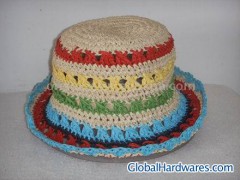 striped crochet paper straw hat图1