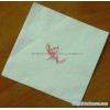 White napkin with printed logo