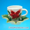 sell Ceramic Red Flower Design Cup & Saucer Set