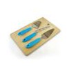 3-piece PP Handle Cheese Knives Set with Rubbe Wood Cutting Board