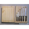 5PC Bakelite Handle Knife Set Plus Pine Wood Knife Drawer