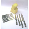 10 pcs POM Handle With Titanium Plated Knives Set Plus Woode