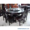 Round Ebony Table & Chair Set