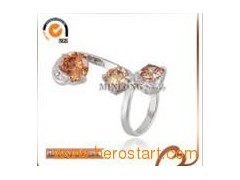 Champagne Zircon Three Stone Rings (JZ-1412)图1