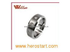 Wolfram Steel Ring with CZ Stone Diamond (TSR-0127)图1