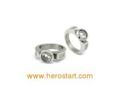 Pink Stone-Shaped Stainless Steel Ring (TPSR294)图1