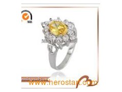 Golden Yellow Zirconia Flower Rings (JZ 1411)图1
