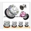 ir 2 Titanium Large CZ Gem Plugs Ear Tunnels, Body Piercing Jewelry
