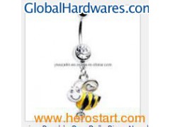 Clear Gem Loving Bumble Bee Belly Ring, Navel Ring, Body Jewelry图1