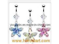 Crystal Flower Navel Belly Ring Piercing Jewelry (BCL-052810)图1