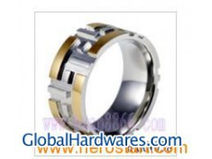 Fashion 316L Stainless Steel Ring With Tow Tones (HXRN058)图1