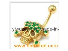 Green Crystal Gold Navel Belly Ring Piercing Jewelry (PCL-052509)图1