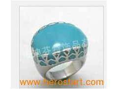 Turquoise 316L Stainless Steel Ring (RZ8394)图1