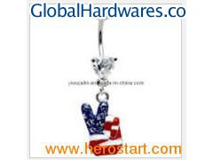 Crystalline Gem American Peace Sign Belly Ring图1