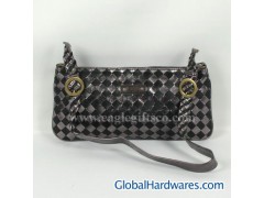 Leatherette Woven Handbag图1
