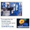Extrusion line for flexible hoses reinforced with spiral yarn inserts