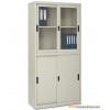 Upper Glass Lower Steel Sliding Door Cabinet
