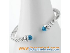 David Yurman 5mm Blue Topaz Silver Ice Bracelet图1