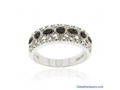 Sterling Silver Black Diamond Ring图1