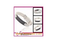 stainless steel anion or titanium bracelet with cz stone图1