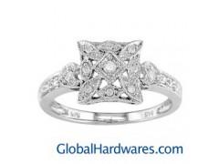 14k White Gold Diamond Lightweight Ring图1
