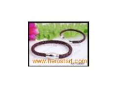 classic men leather bracelet/ casual stainless steel jewelry图1