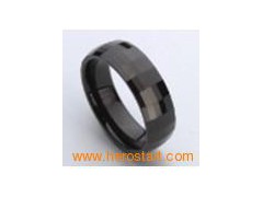 Black and faceted tungsten ring图1
