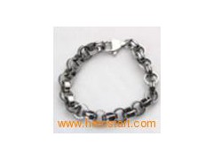 Black and shiny link tungsten bracelet图1