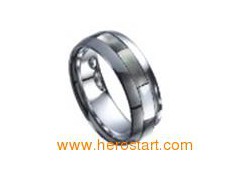 black shell inlay tungsten ring图1