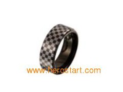 Black Tungsten ring with pattern laser图1
