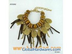 2011 Fashion Wooden Beaded Gold-plated Alloy Bracelet, Fine Accessory图1
