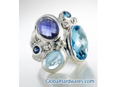 David Yurman Blue Topaz  Mosaic Ring图1