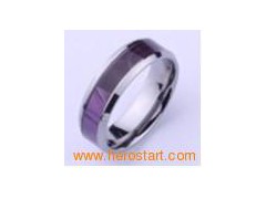 Tungsten ring purple shell inlaid图1