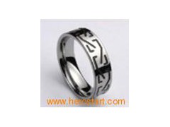 IP black in grooved engraving tungsten Ring图1