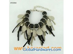 2011 Fashion Wooden Beaded Silver-plated Alloy Bracelet, Fine Accessory图1