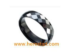 Faceted IP black tungsten ring图1
