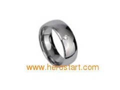 Tungsten ring with CZ stone图1