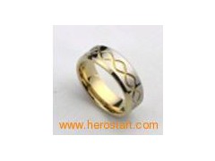 Laser engraving tungsten ring golden band图1