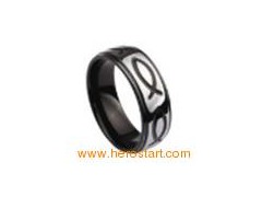 Black grooved tungsten ring jewelry图1