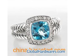 David Yuramn Jewelry 7mm Blue Topaz Petite Albion Ring图1