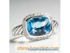 David Yurman Jewelry,8x10mm Blue Topaz Noblesse Ring图1