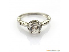 925 Sterling Silver Clear Cubic Zircon Ring (F05)图1