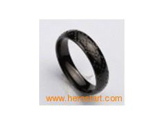 Full dome engraving black Tungsten Ring图1
