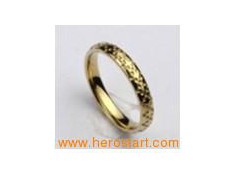 Full dome engraving golden tungsten ring图1