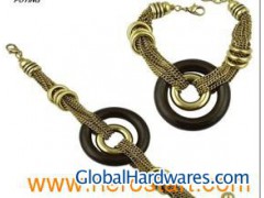 Chunky Wooden Gold Alloy Costume Lady Bracelet, Wooden Jewelry图1