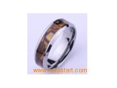Tungsten ring golden shell inlaid图1