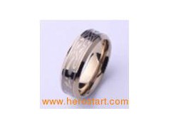 Golden Celtic tungsten ring图1