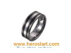 Two strip carbon fibre inlay Tungsten ring图1